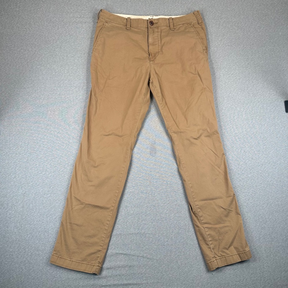 Hollister Chino Pants Mens 32x32 Tan Khaki Stretch Flat Front Epic Flex Skinny